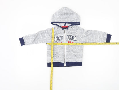 Tommy Hilfiger Unisex Baby Grey Hooded Zip Jacket Size 24M Cotton Blend