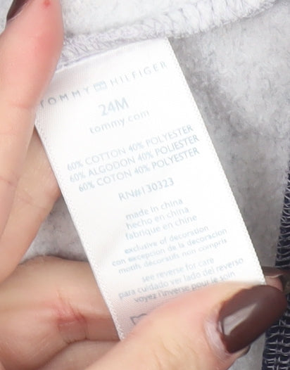 Tommy Hilfiger Unisex Baby Grey Hooded Zip Jacket Size 24M Cotton Blend