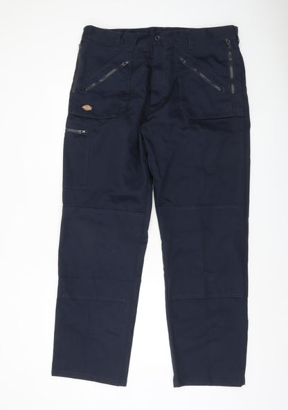 Dickies Men's Navy Cargo Workwear Trousers Size 36R Polyester Cotton
