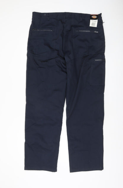 Dickies Men's Navy Cargo Workwear Trousers Size 36R Polyester Cotton