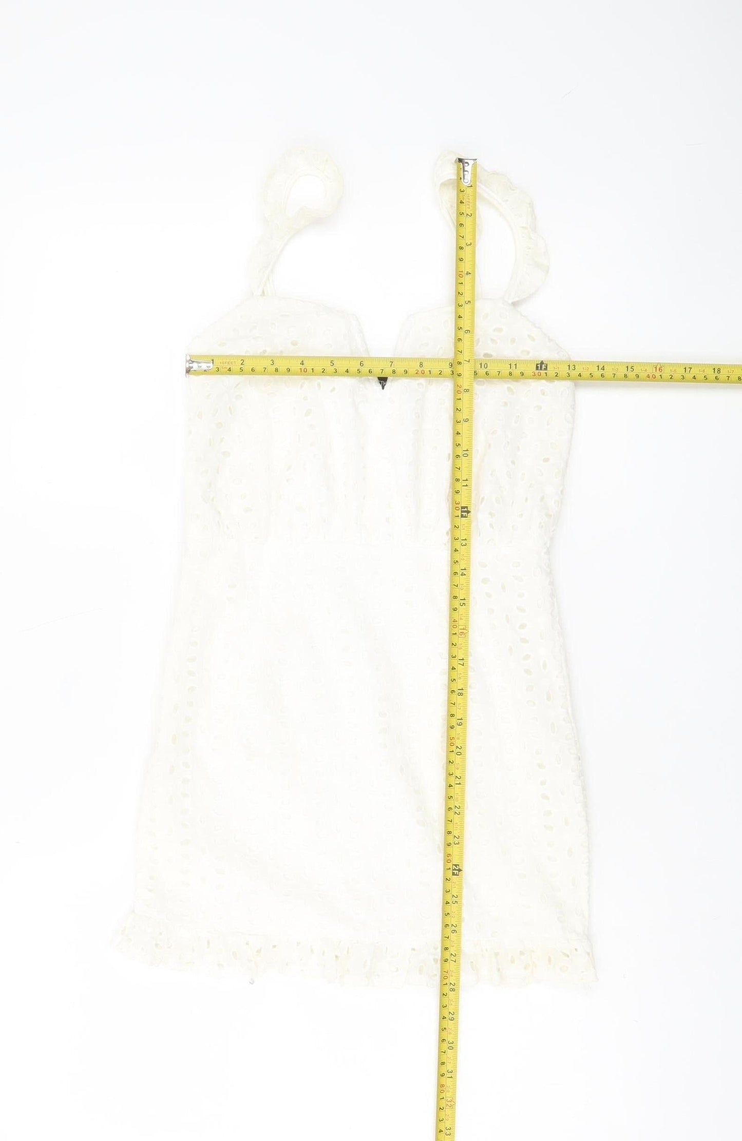 PrettyLittleThing Women’s White Cotton Lace Mini Dress UK 4