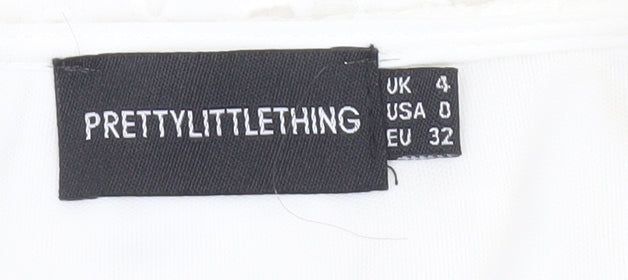 PrettyLittleThing Women’s White Cotton Lace Mini Dress UK 4