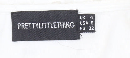 PrettyLittleThing Women’s White Cotton Lace Mini Dress UK 4