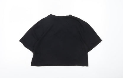 Zara Trafaluc Women's Black Cropped Beaded Dragonfly T-Shirt Size S