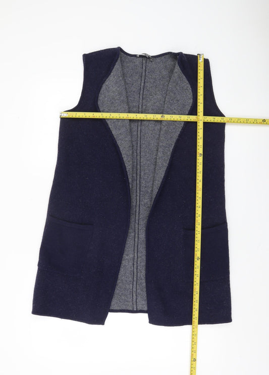 Laura Ashley Women's Blue Wool Sleeveless Knit Vest UK 12