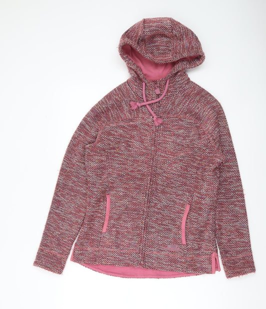 Womens UK Size 10 Weird Fish Pink Full Zip Hoodie