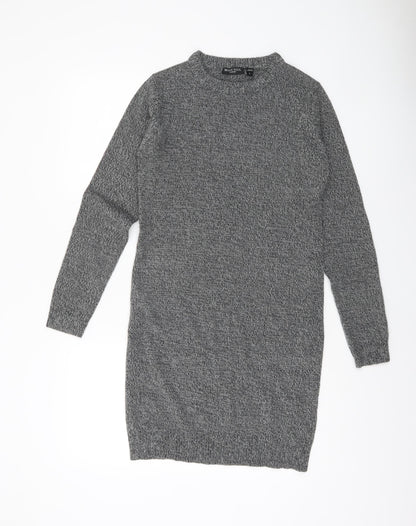 Brave Soul Women’s Grey Knit Long Sleeve Jumper Dress S
