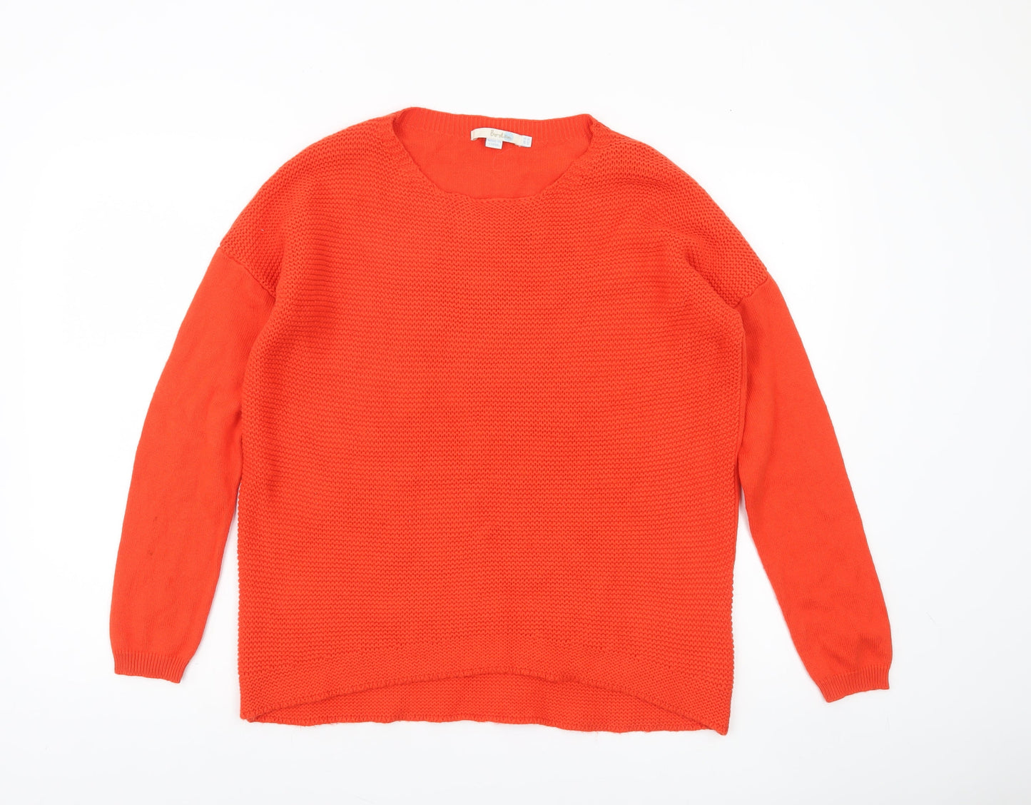 Boden Women's Orange Cotton Cashmere Crew Neck Jumper Size 10