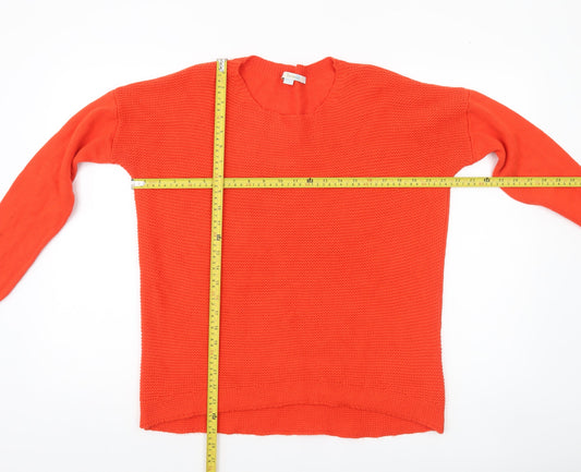 Boden Women's Orange Cotton Cashmere Crew Neck Jumper Size 10