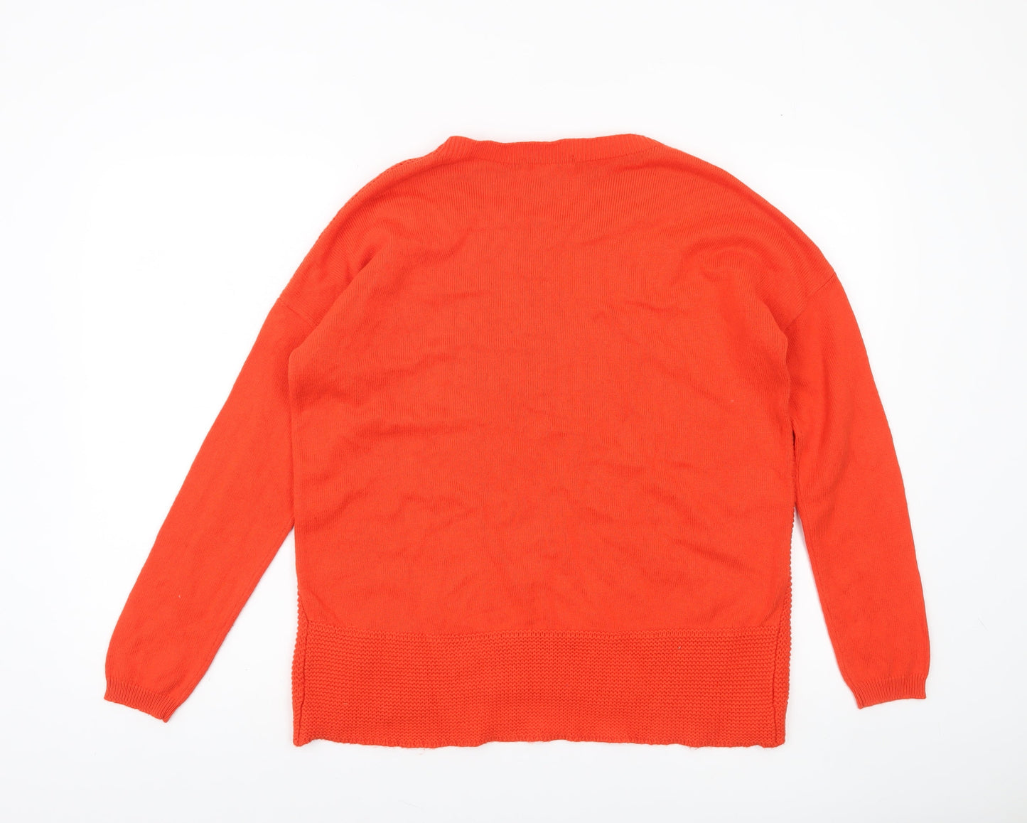 Boden Women's Orange Cotton Cashmere Crew Neck Jumper Size 10