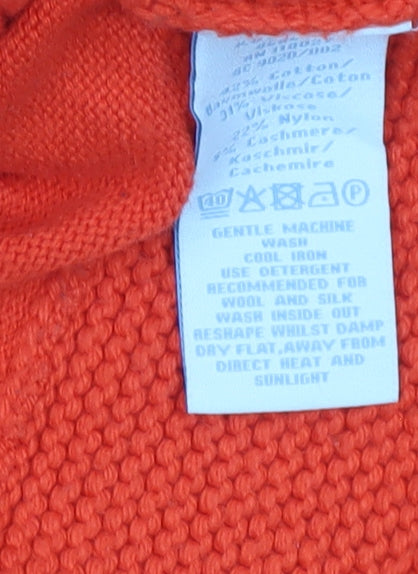 Boden Women's Orange Cotton Cashmere Crew Neck Jumper Size 10