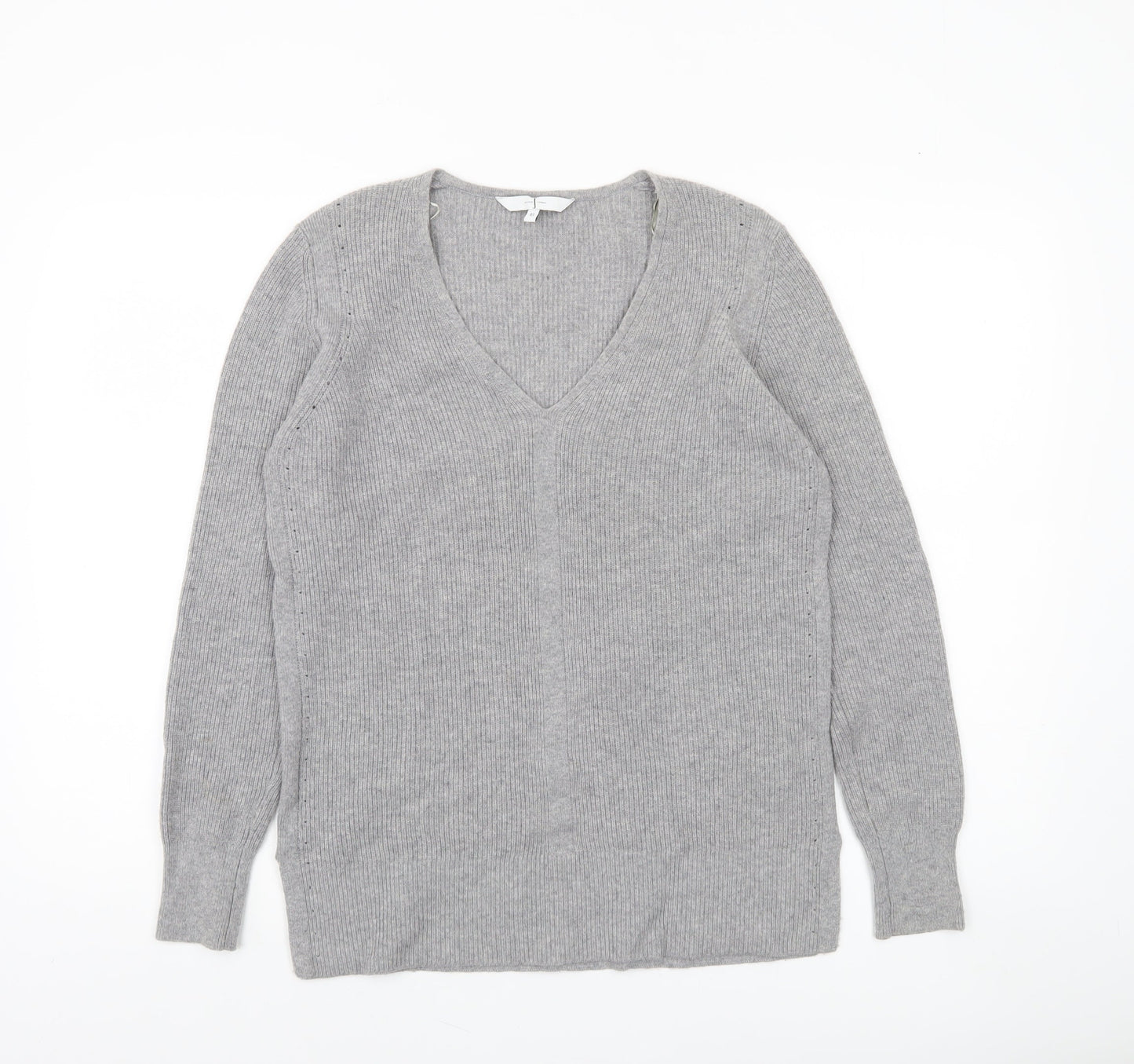 Jasper Conran Women’s Grey V-Neck Long Sleeve Merino Wool Jumper Size 10