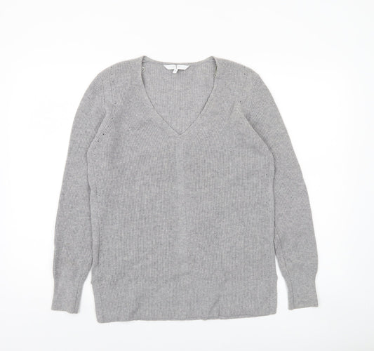 Jasper Conran Women’s Grey V-Neck Long Sleeve Merino Wool Jumper Size 10