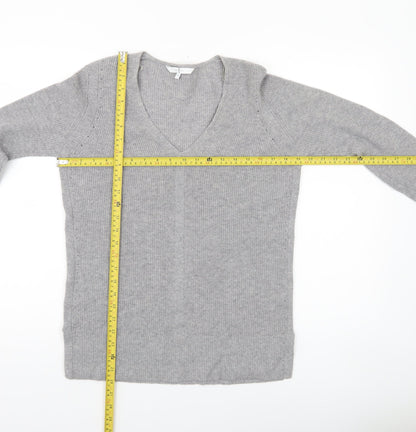 Jasper Conran Women’s Grey V-Neck Long Sleeve Merino Wool Jumper Size 10
