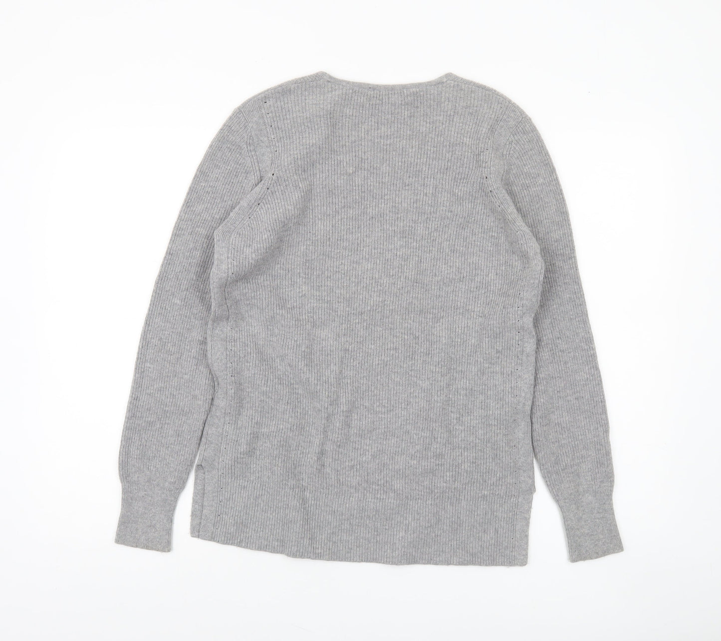 Jasper Conran Women’s Grey V-Neck Long Sleeve Merino Wool Jumper Size 10