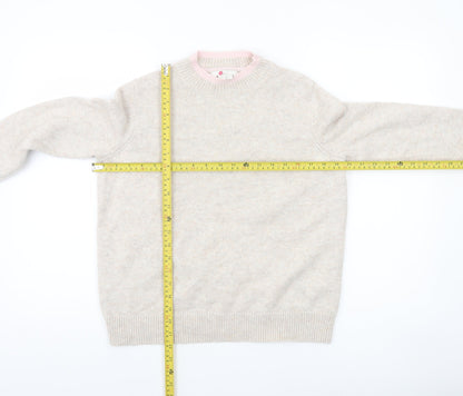 Boden Women Beige Pink Crew Neck Wool Blend Jumper Size M