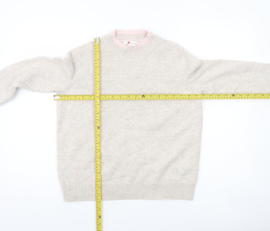 Boden Women Beige Pink Crew Neck Wool Blend Jumper Size M