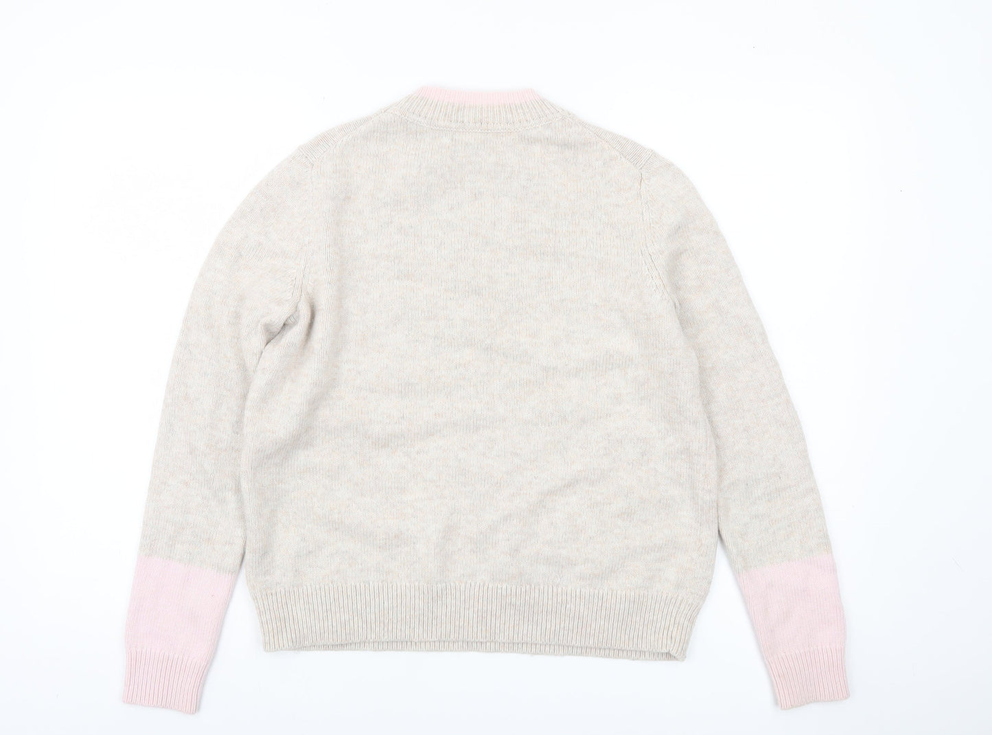Boden Women Beige Pink Crew Neck Wool Blend Jumper Size M
