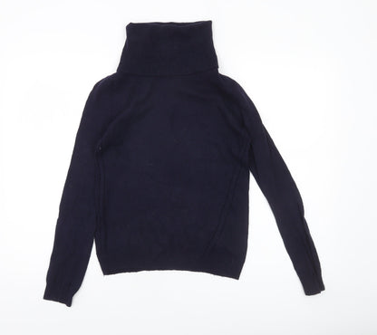 Jasper Conran Women's Blue Roll Neck Cotton Blend Jumper Size 8