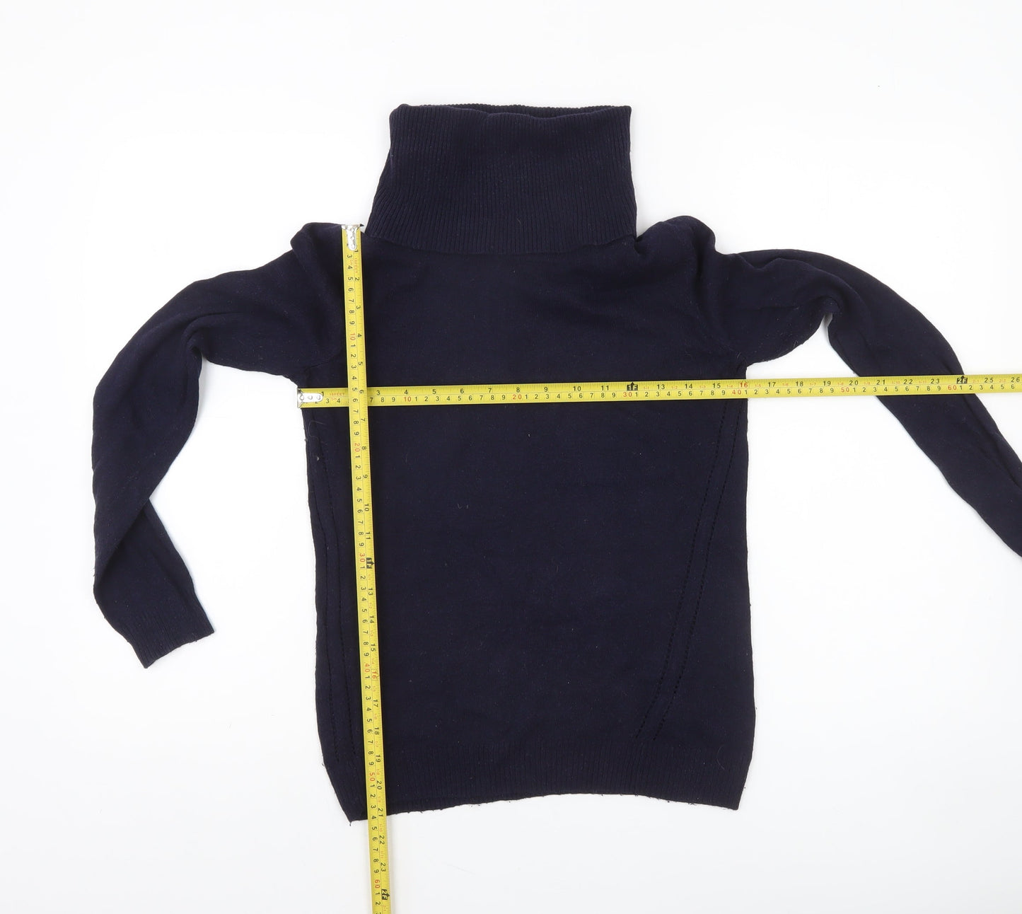 Jasper Conran Women's Blue Roll Neck Cotton Blend Jumper Size 8