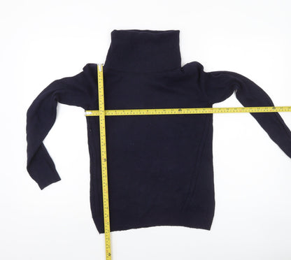 Jasper Conran Women's Blue Roll Neck Cotton Blend Jumper Size 8