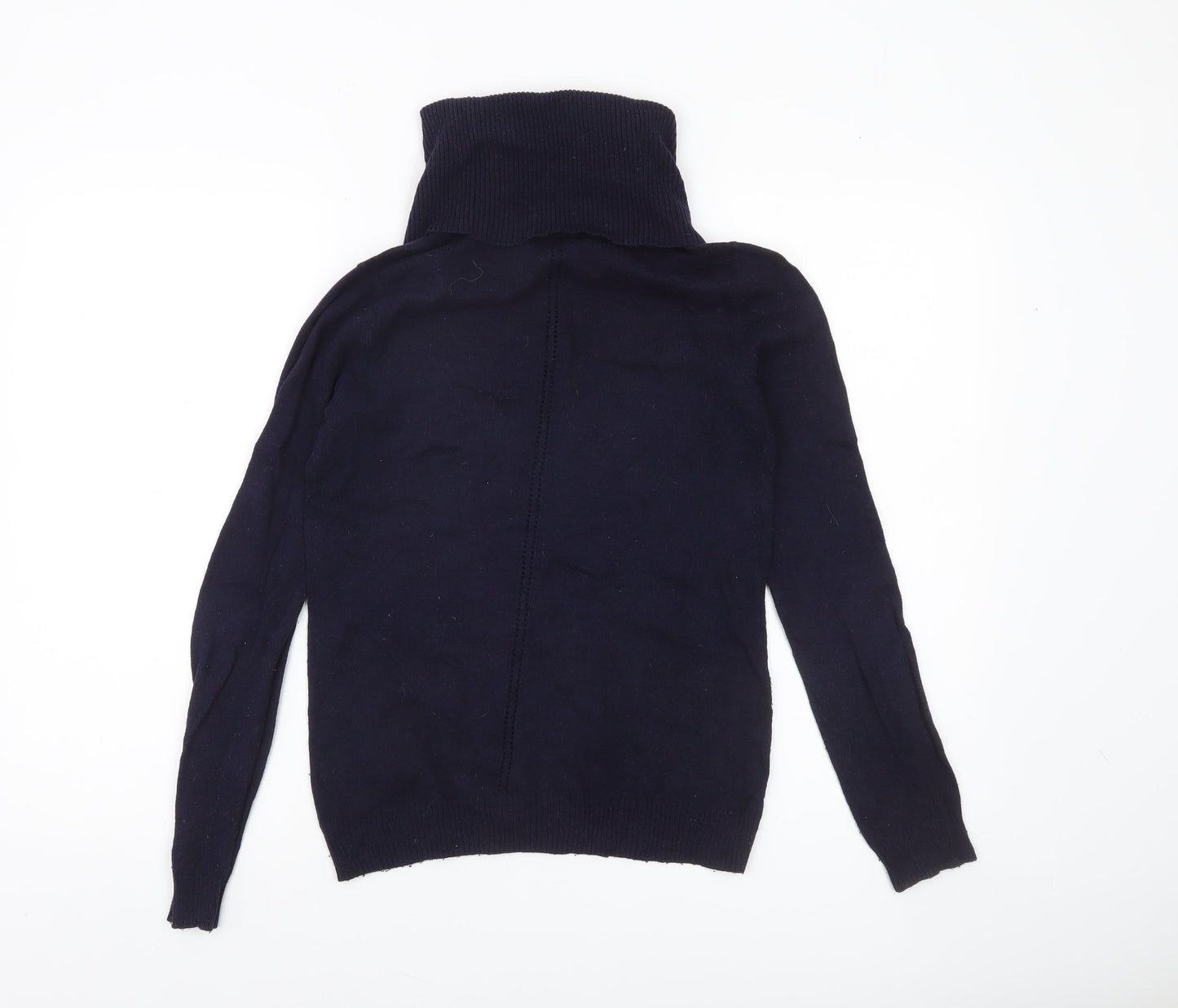 Jasper Conran Women's Blue Roll Neck Cotton Blend Jumper Size 8