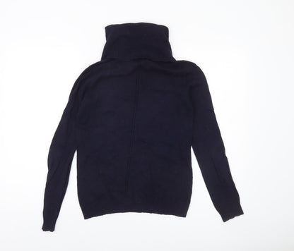 Jasper Conran Women's Blue Roll Neck Cotton Blend Jumper Size 8