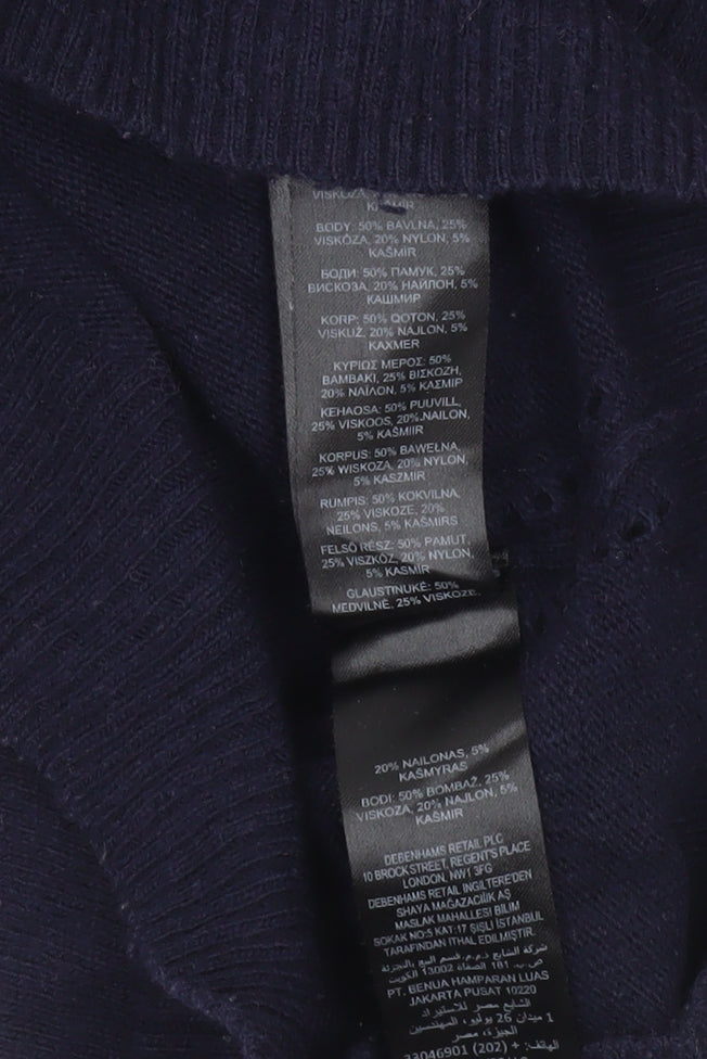 Jasper Conran Women's Blue Roll Neck Cotton Blend Jumper Size 8