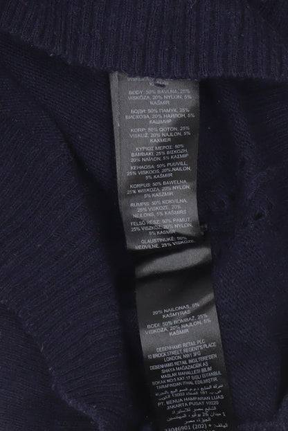 Jasper Conran Women's Blue Roll Neck Cotton Blend Jumper Size 8