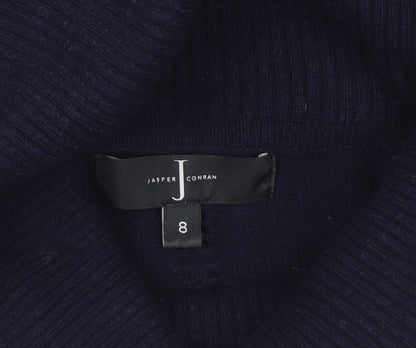 Jasper Conran Women's Blue Roll Neck Cotton Blend Jumper Size 8