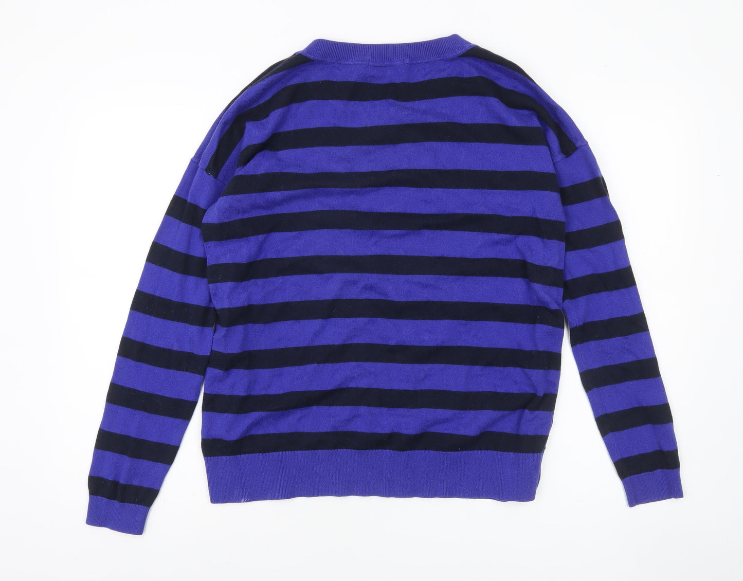 Boden Women Blue Striped Wool Cotton Crew Neck Jumper M