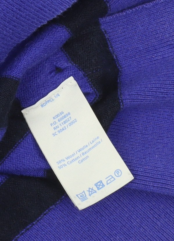 Boden Women Blue Striped Wool Cotton Crew Neck Jumper M