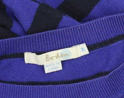 Boden Women Blue Striped Wool Cotton Crew Neck Jumper M