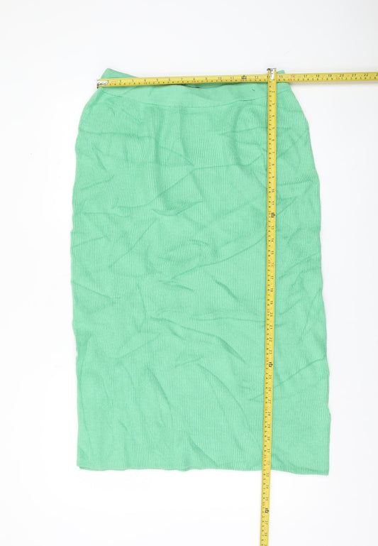 Marks and Spencer Women Green Knit Midi Pencil Skirt L