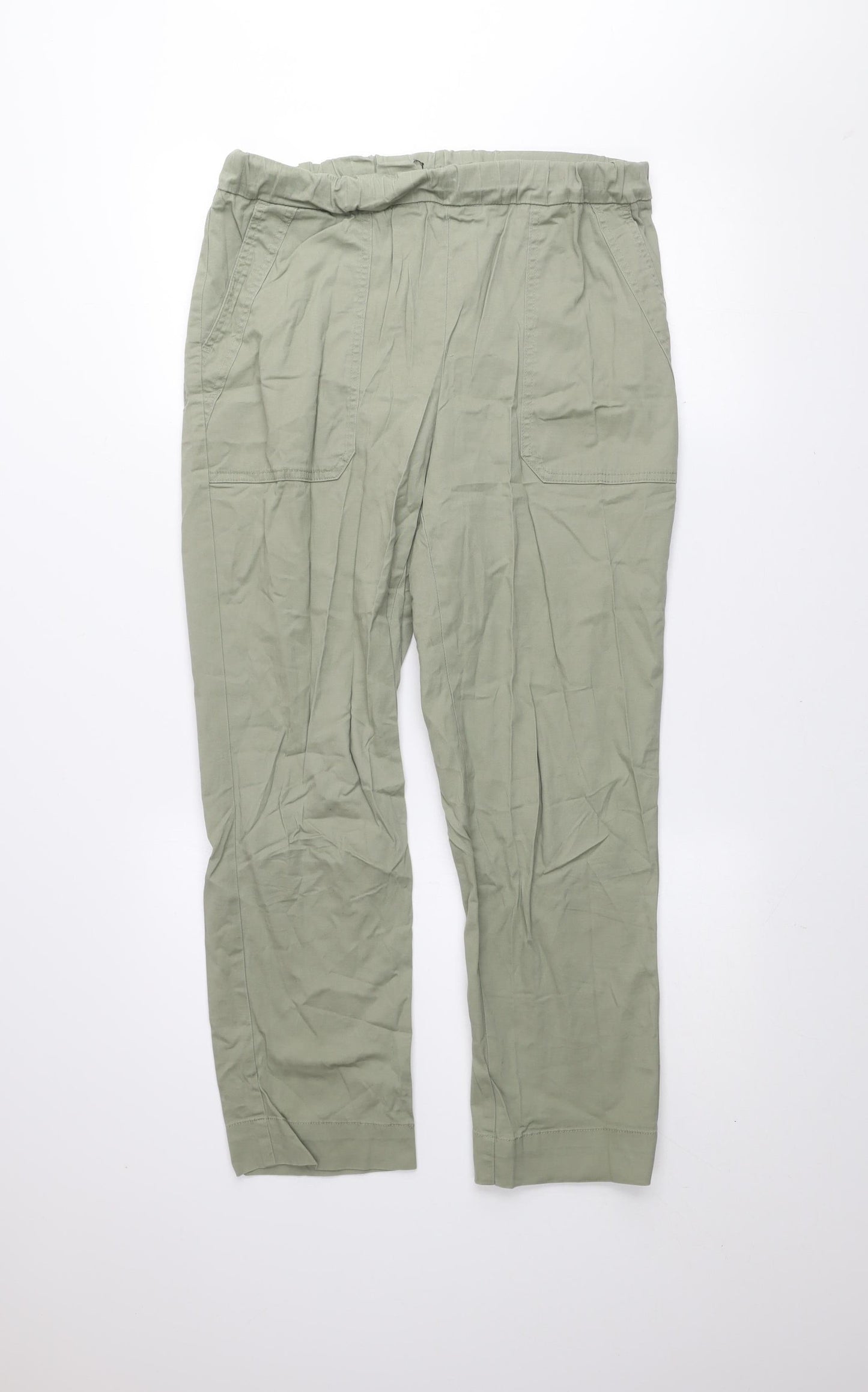 Dunnes Stores Men's Green Cargo Trousers Size M Elastic Waist Lightweight