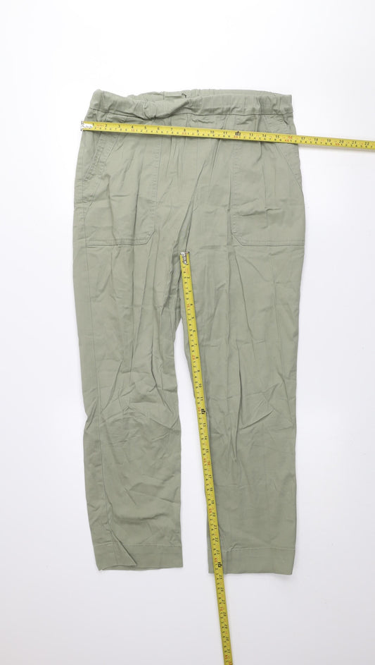 Dunnes Stores Men's Green Cargo Trousers Size M Elastic Waist Lightweight