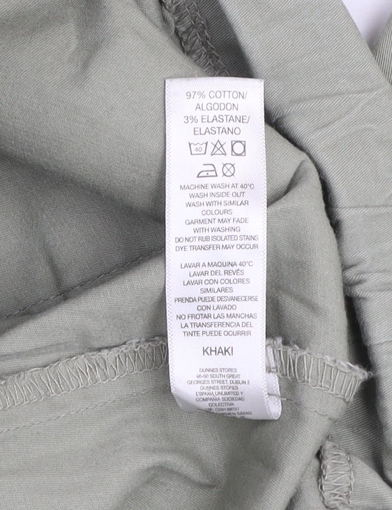 Dunnes Stores Men's Green Cargo Trousers Size M Elastic Waist Lightweight