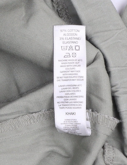 Dunnes Stores Men's Green Cargo Trousers Size M Elastic Waist Lightweight