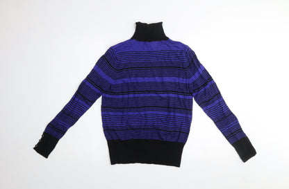 Debenhams Women’s Blue Striped Roll Neck Long Sleeve Jumper Size 14