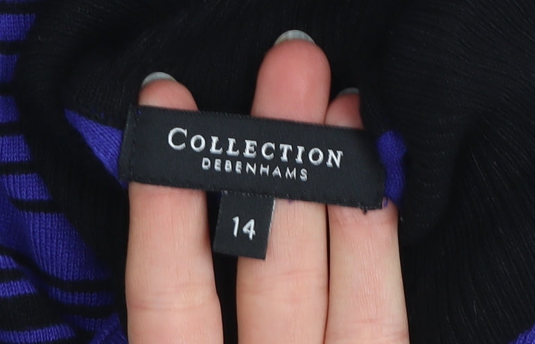 Debenhams Women’s Blue Striped Roll Neck Long Sleeve Jumper Size 14