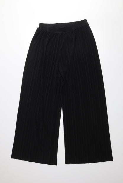 F&F Womens Black Size 12 Wide-Leg Pleated Trousers