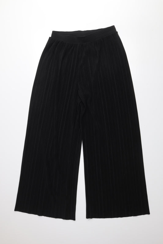 F&F Womens Black Size 12 Wide-Leg Pleated Trousers
