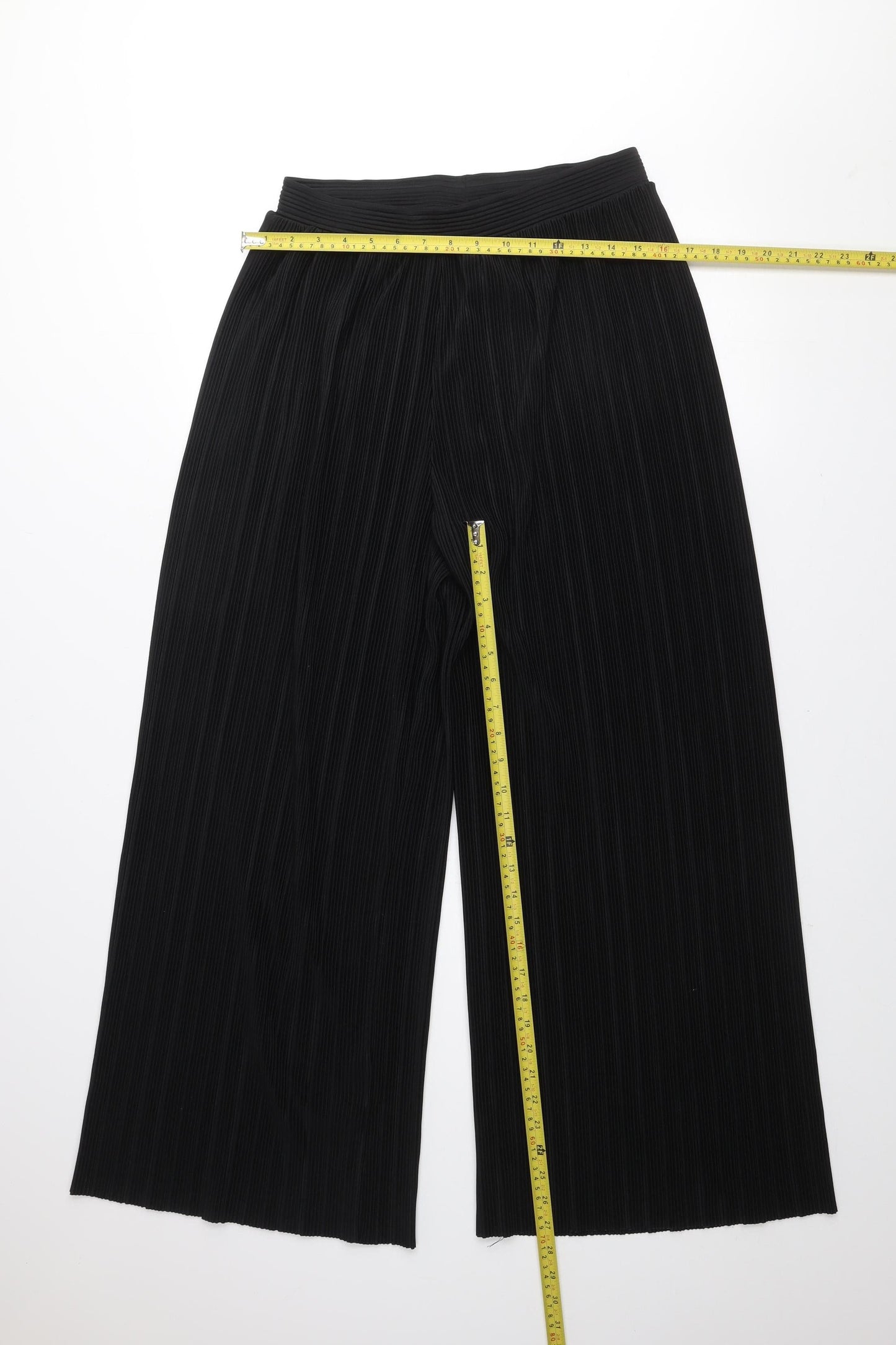 F&F Womens Black Size 12 Wide-Leg Pleated Trousers