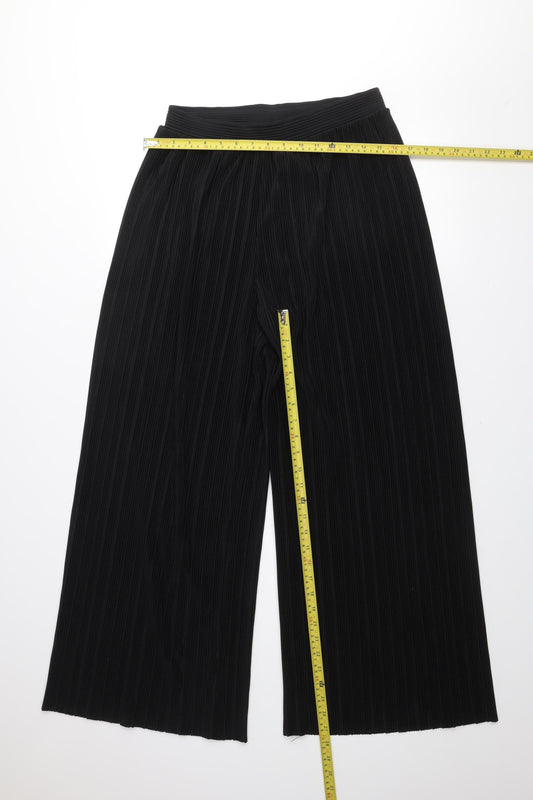 F&F Womens Black Size 12 Wide-Leg Pleated Trousers