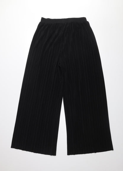 F&F Womens Black Size 12 Wide-Leg Pleated Trousers