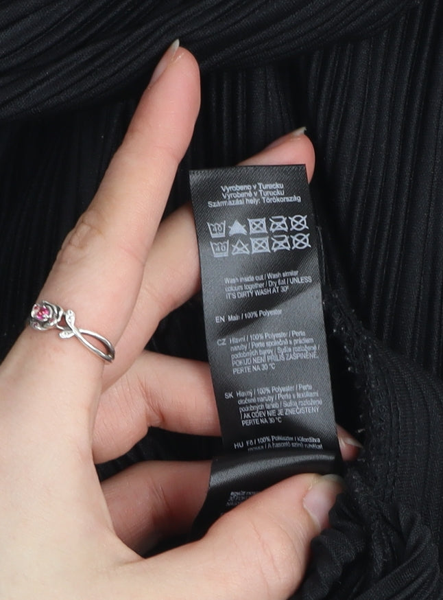 F&F Womens Black Size 12 Wide-Leg Pleated Trousers