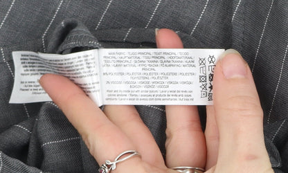 Primark Women's Grey Pinstripe Button-Up Shirt Size S Polyester Blend