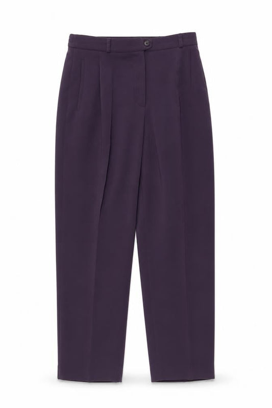 Gerry Weber Womens Purple Pleated Straight Leg Trousers Size 12