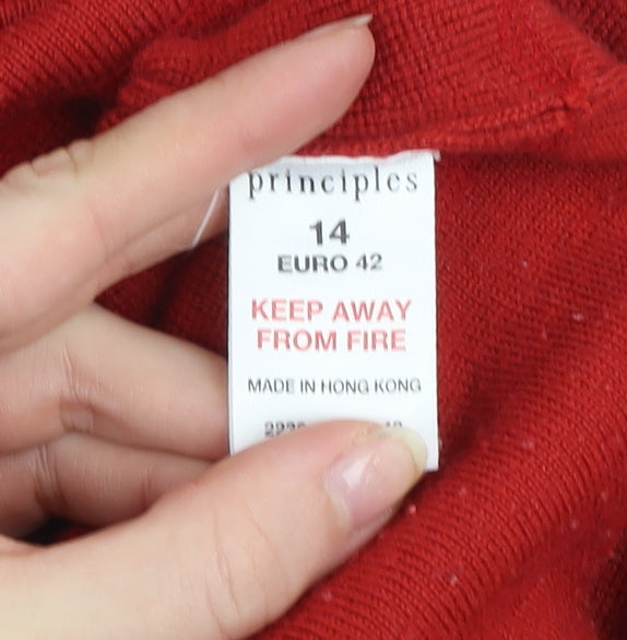 Principles Women’s Red Full Zip Wool Blend Knit Jacket Size 14