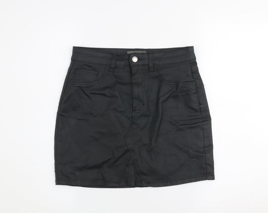 Primark Women Black Size 12 Denim Short Pencil Skirt